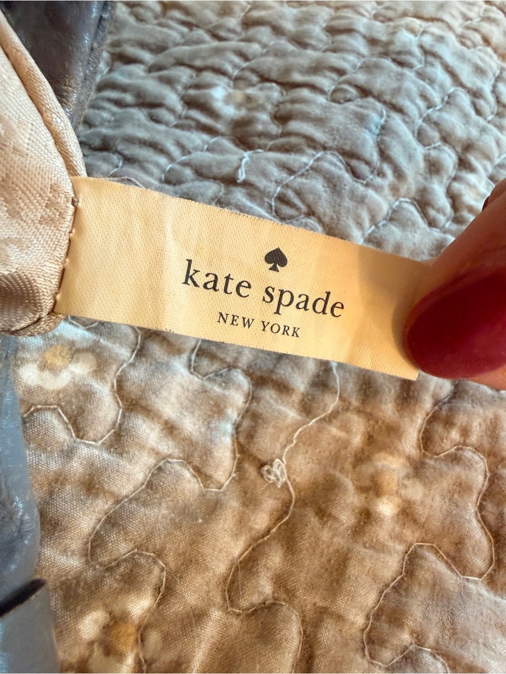 Kate Spade Gray Ostrich-Embossed Leather Shoulder Bag - Picture 7 of 15